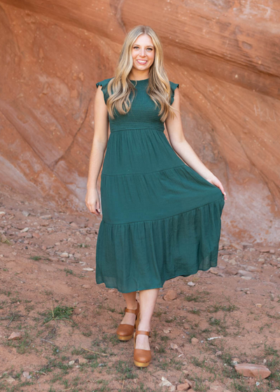 Sleeveless hunter green dress