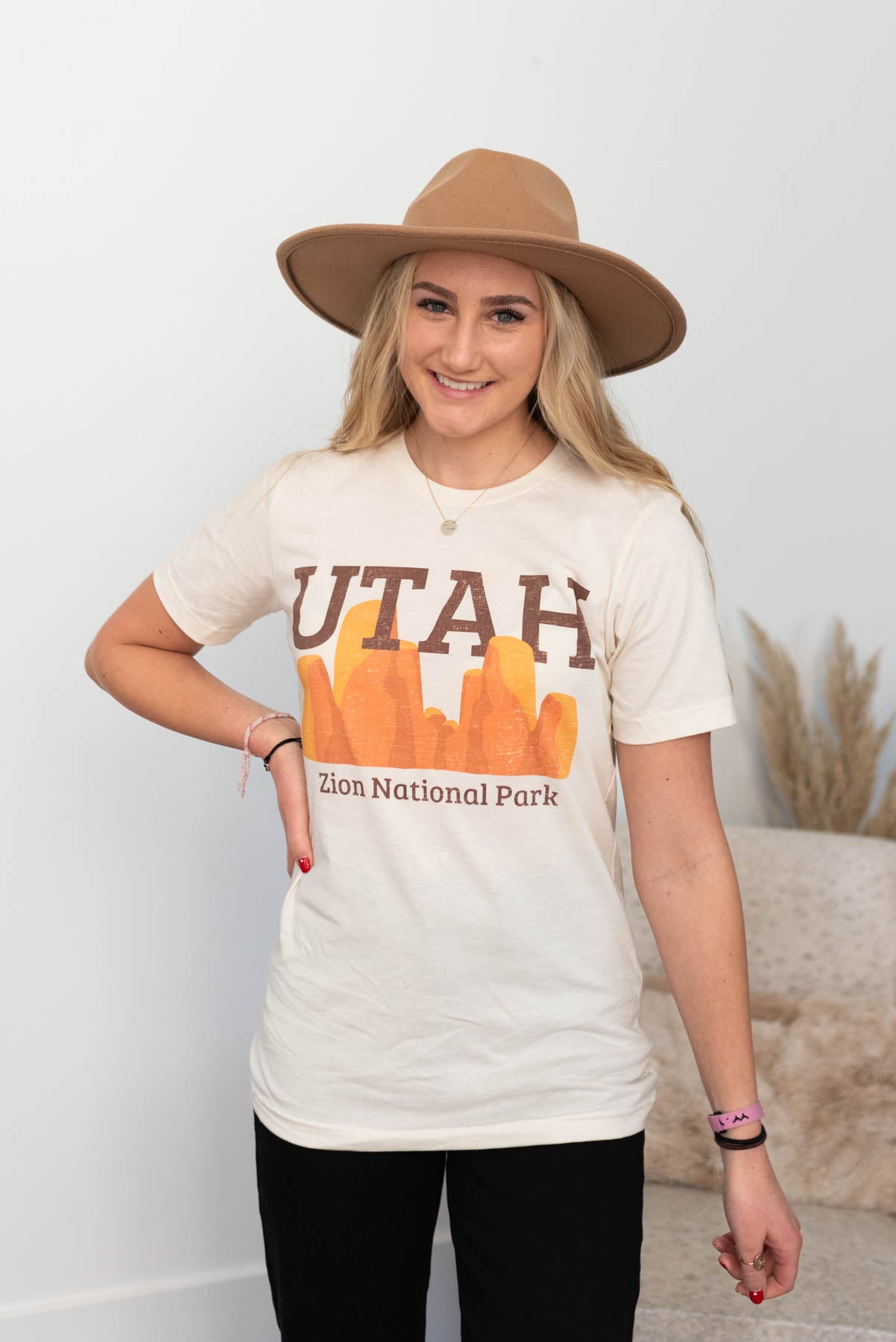 Zion Utah ivory tee with mountains