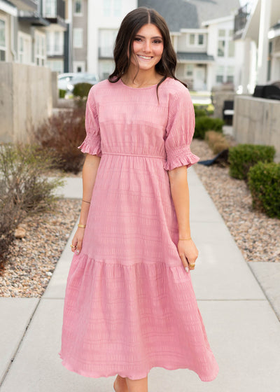 Dusty pink smocked dress