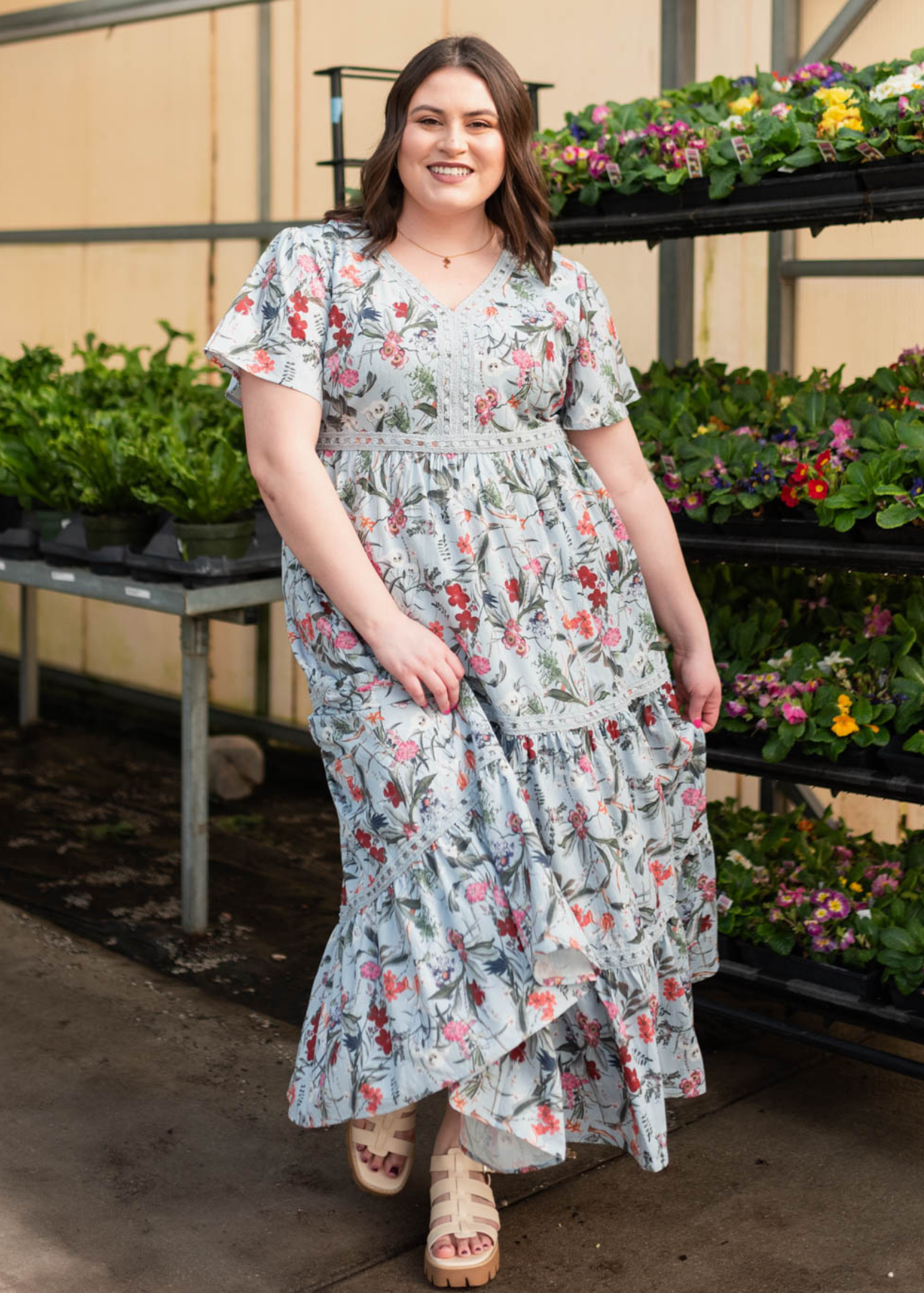 Zoie Blue Floral Tiered Dress