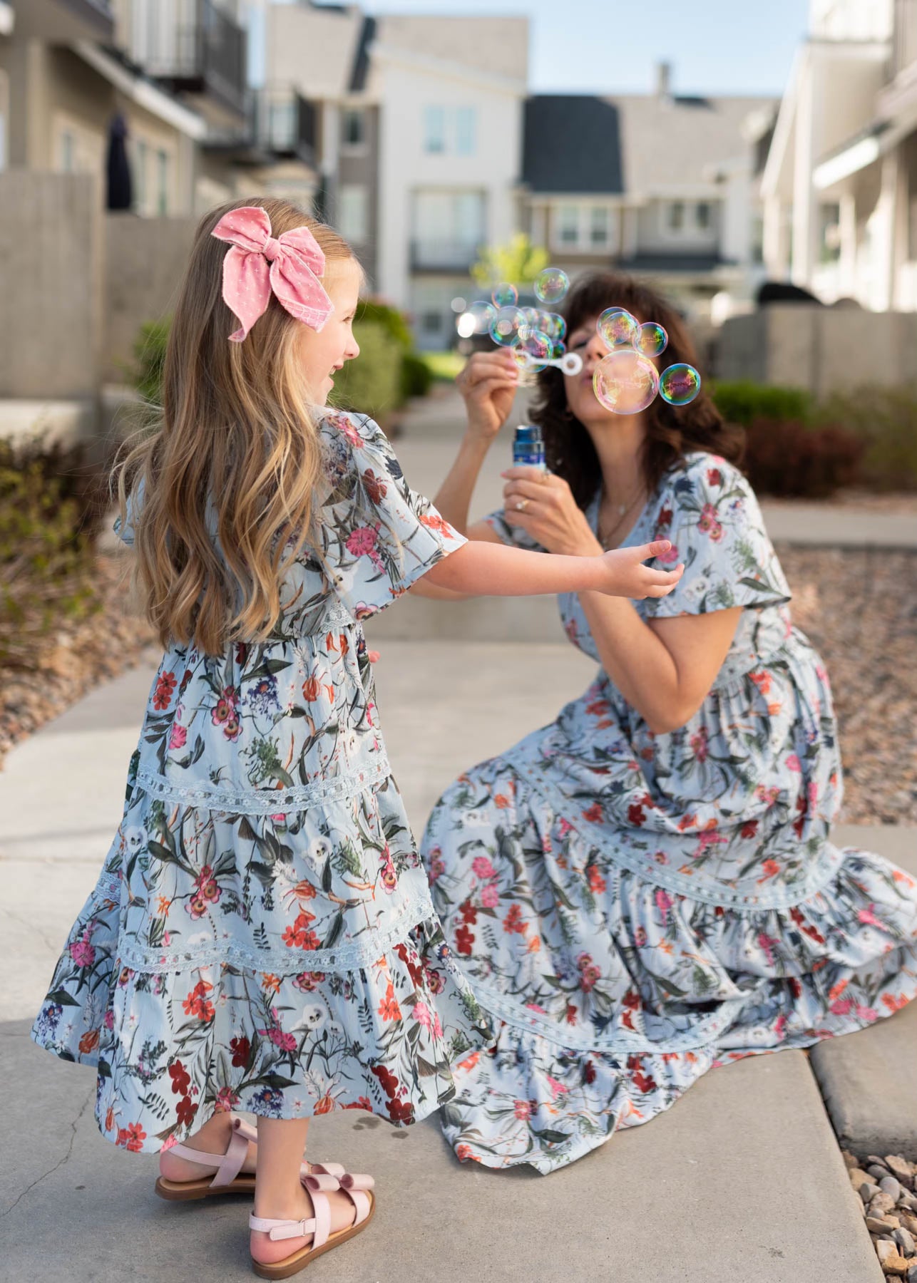 Zoie Blue Floral Tiered Little Girl Dress