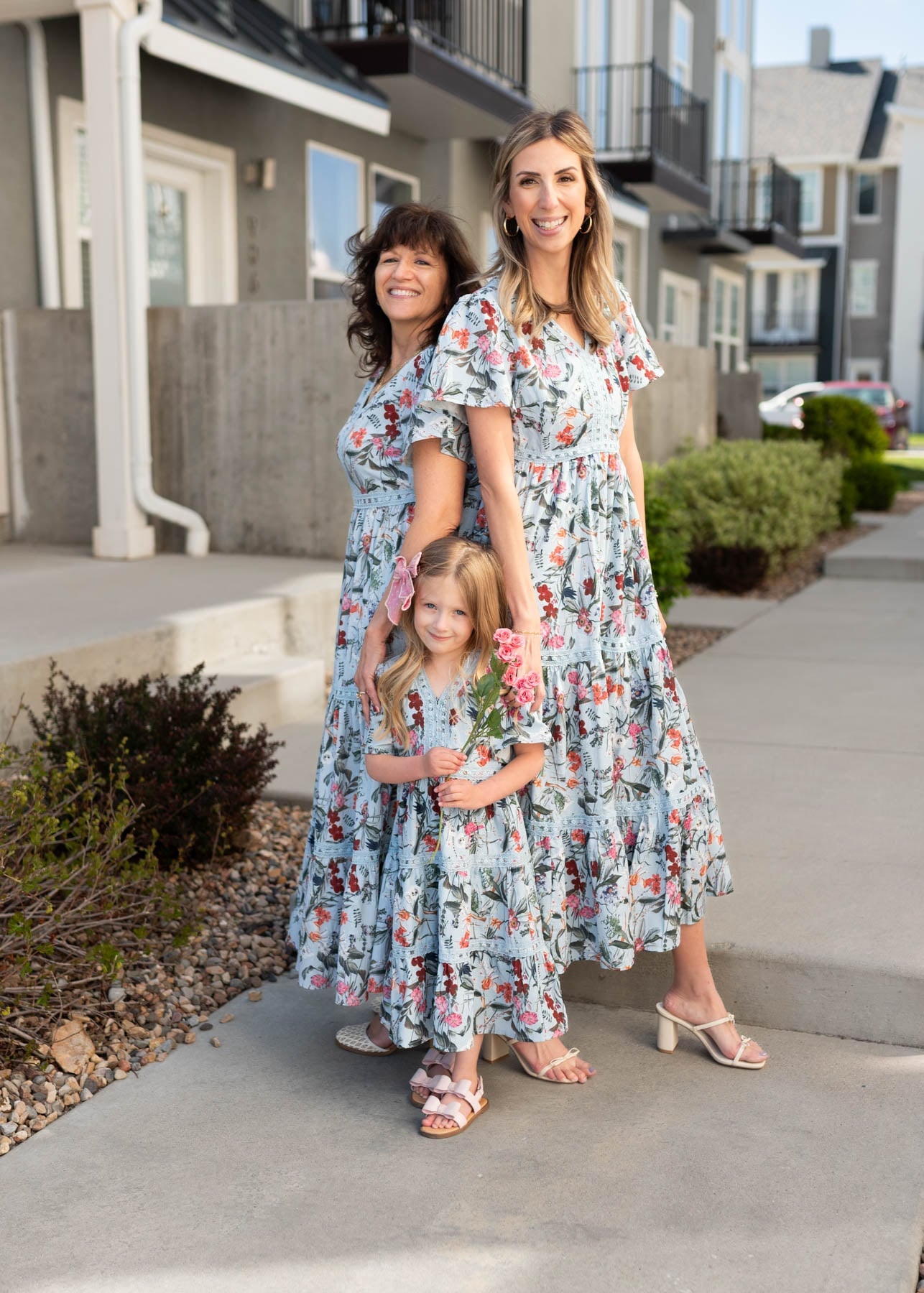 Zoie Blue Floral Tiered Little Girl Dress