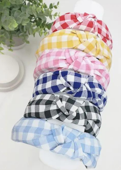 Checkered knotted headbands in several colors