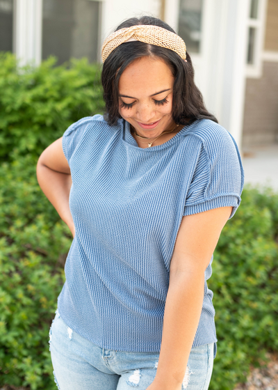 Denim blue top