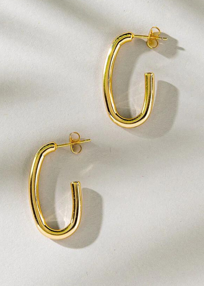 14K Gold Dipped earrings oval hoop style