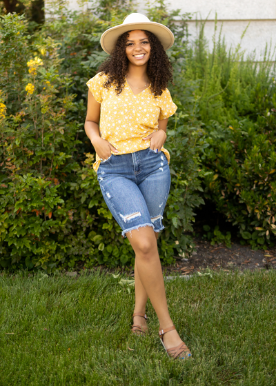 Marigold floral top