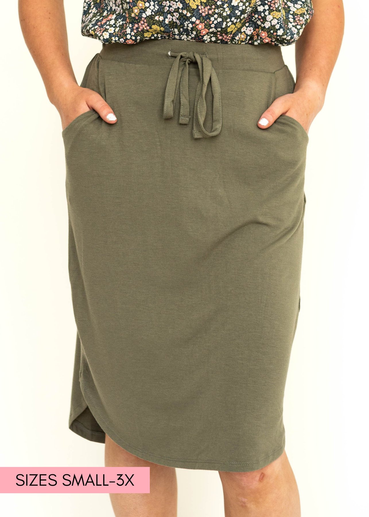 Olive draw string skirt.