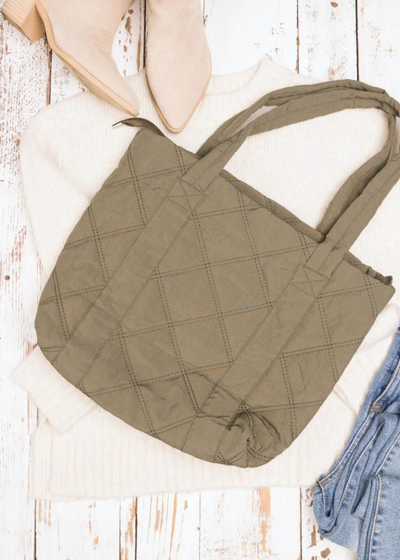 Blithe Olive Quilted Tote