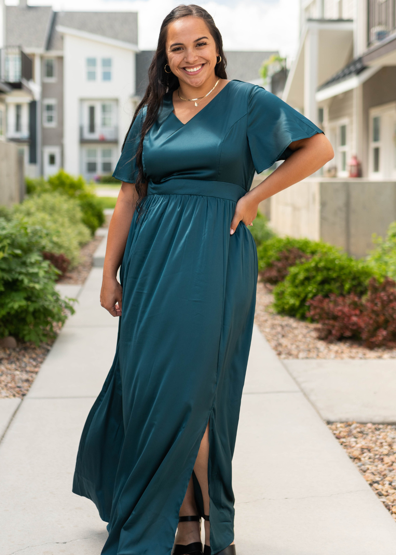 Deep teal dress