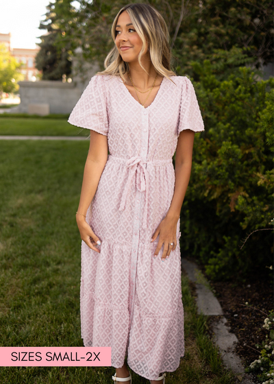 Dusty pink short sleeve dress