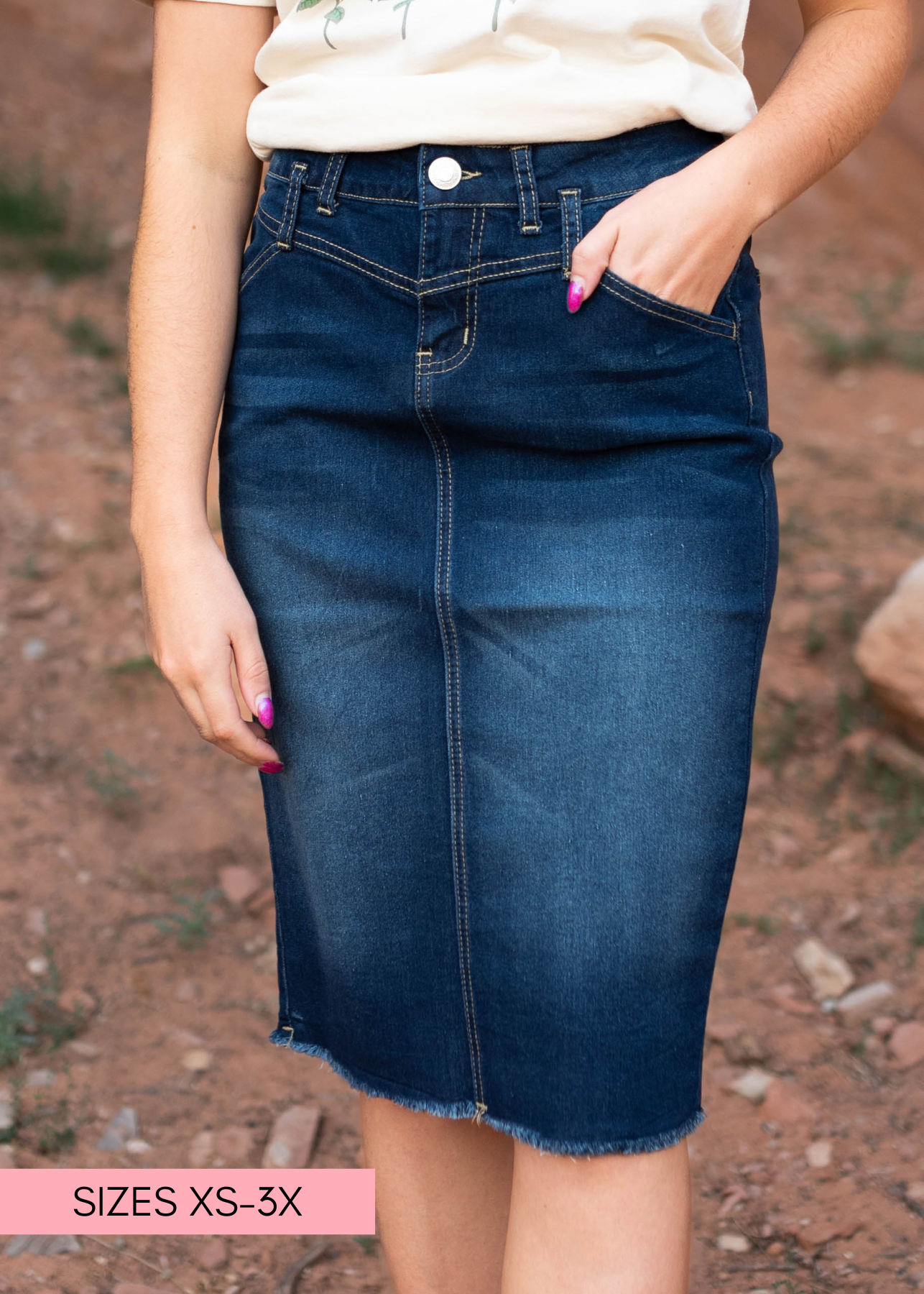 Dark indigo denim skirt
