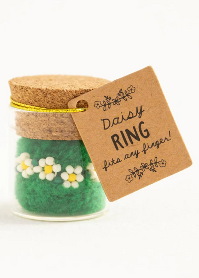 Daisy Cream Beaded Ring
