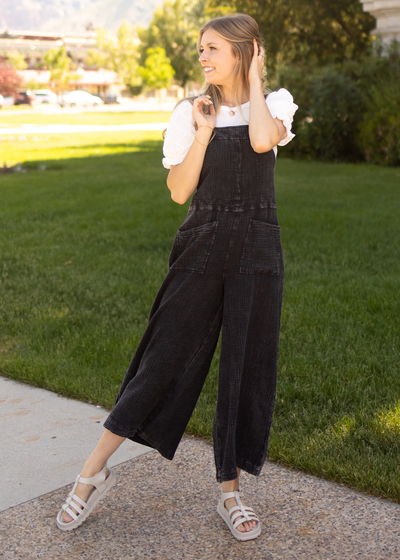 Black crop jumpsuit