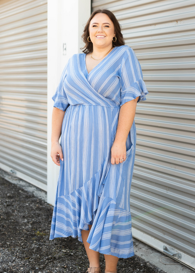 Plus size blue stripe dress 