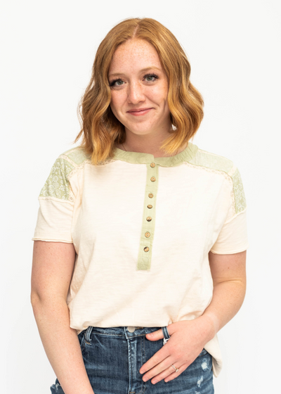 Short sleeve green tea top