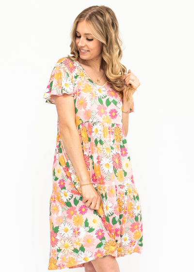 Nora Pink Floral Dress