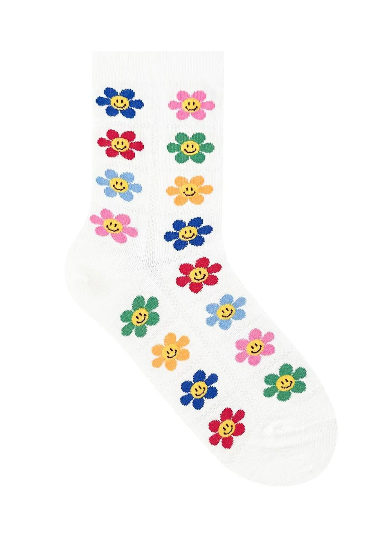 Abigail White Colored Flower Socks