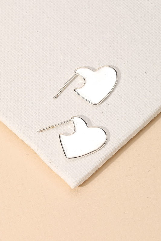 Ariel Mini Silver Heart Earrings