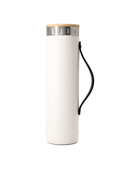 Matte White Water Bottle with Silicone Strap