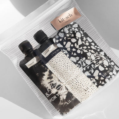 Black and Ivory Travel Pouches 3pc Set