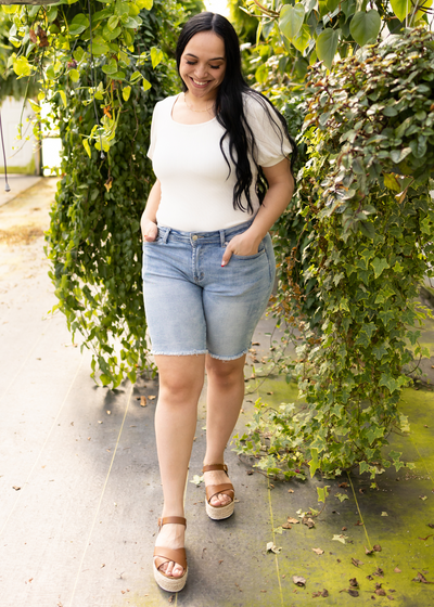 Large short sleeve ivory bodysuit