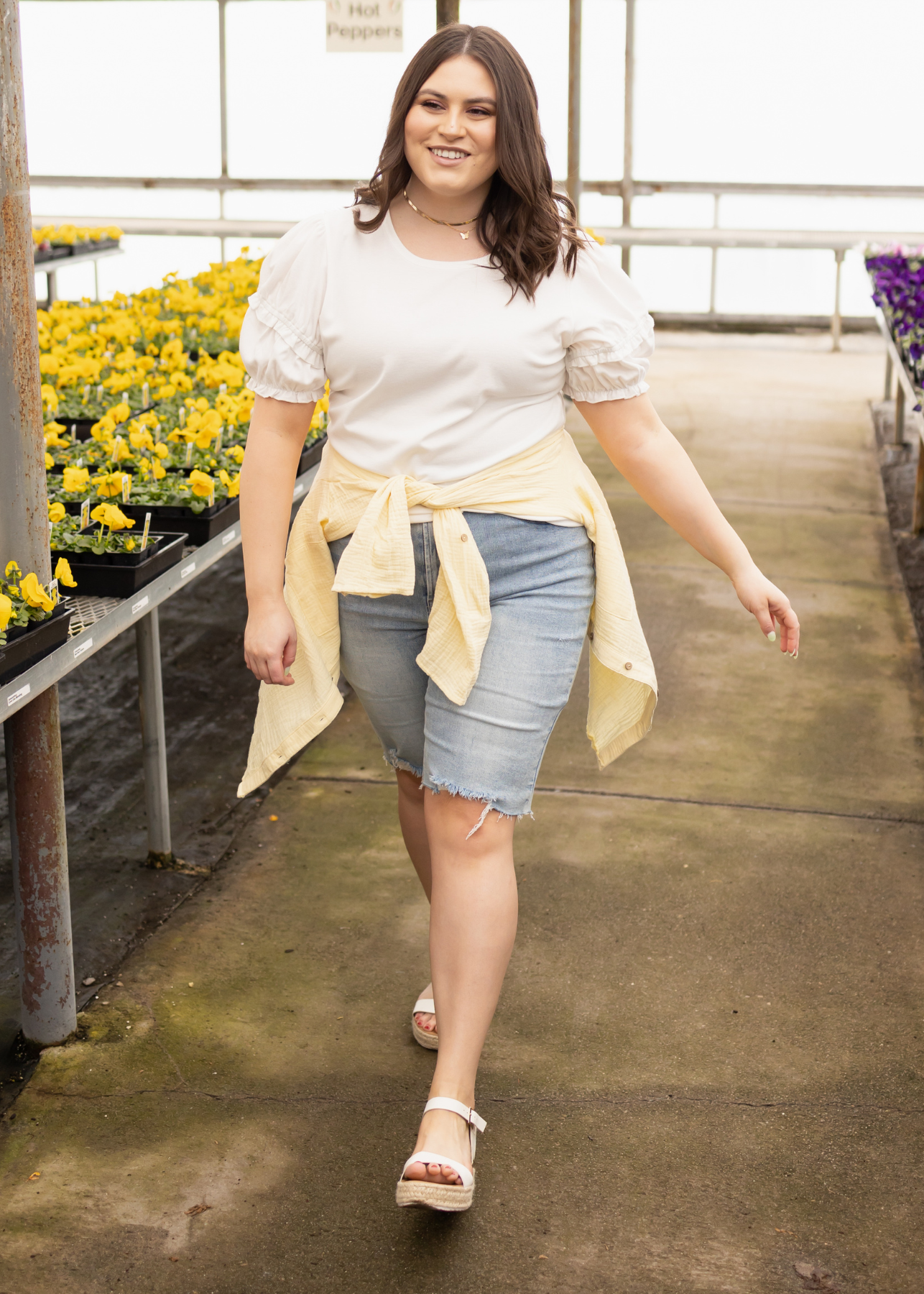Plus size white top with short sleeves
