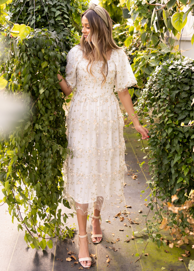 White floral dress
