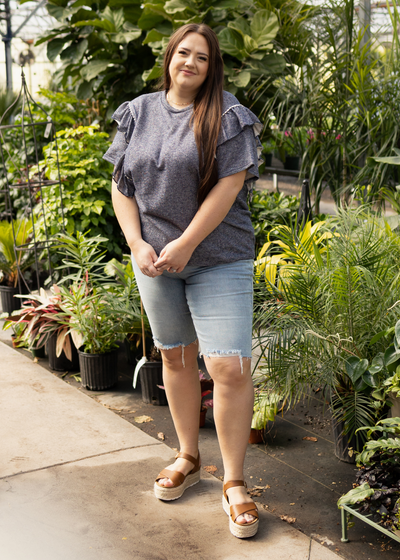 Plus size denim blue top