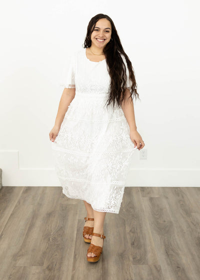 Large white floral dress