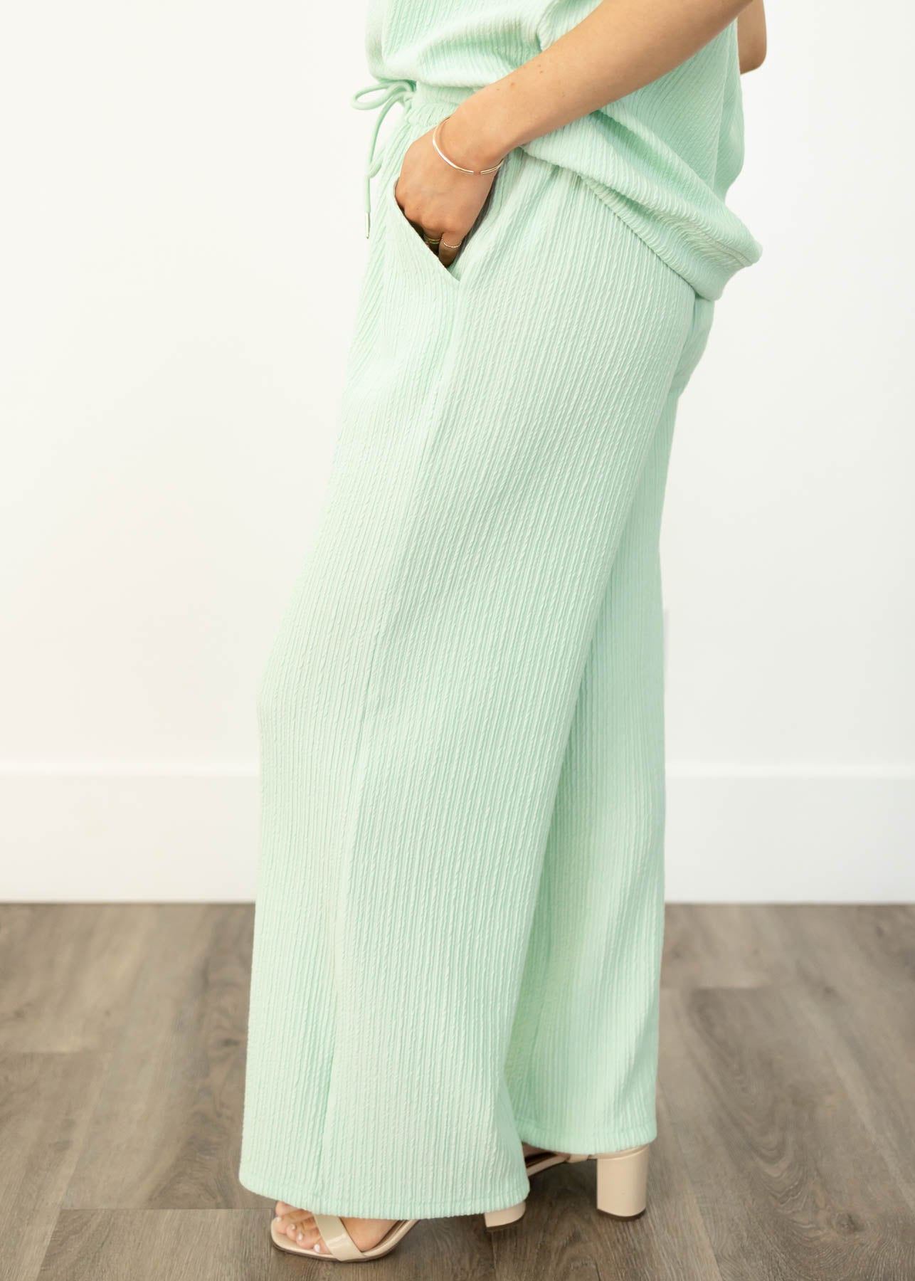 Side view of sage pants