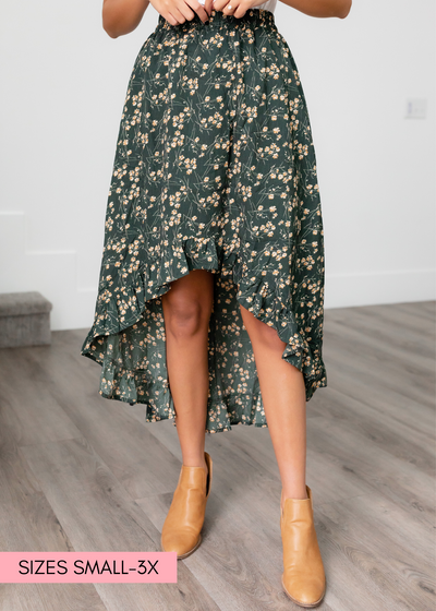 Astra Teal Floral Skirt