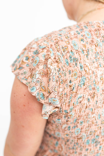 Short sleeve plus size peach dress