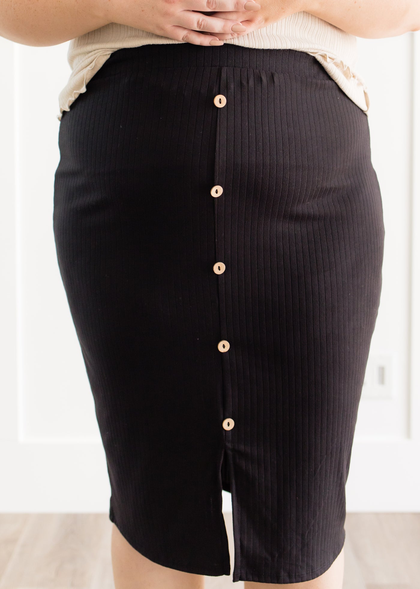 Blaire Black Ribbed Skirt