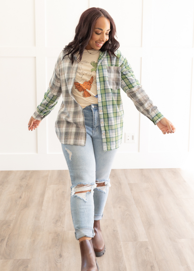 Briana Green Plaid Shacket