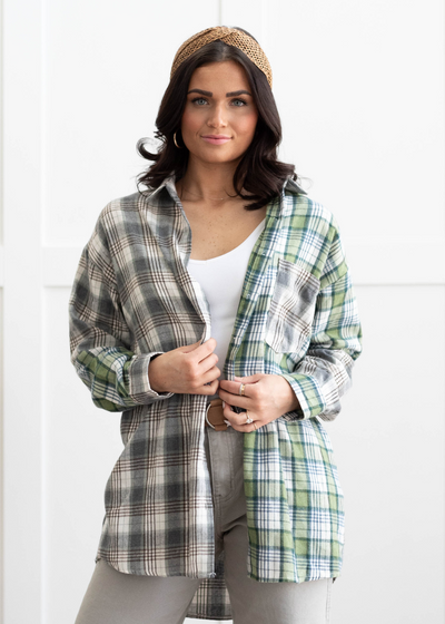 Green plaid shacket