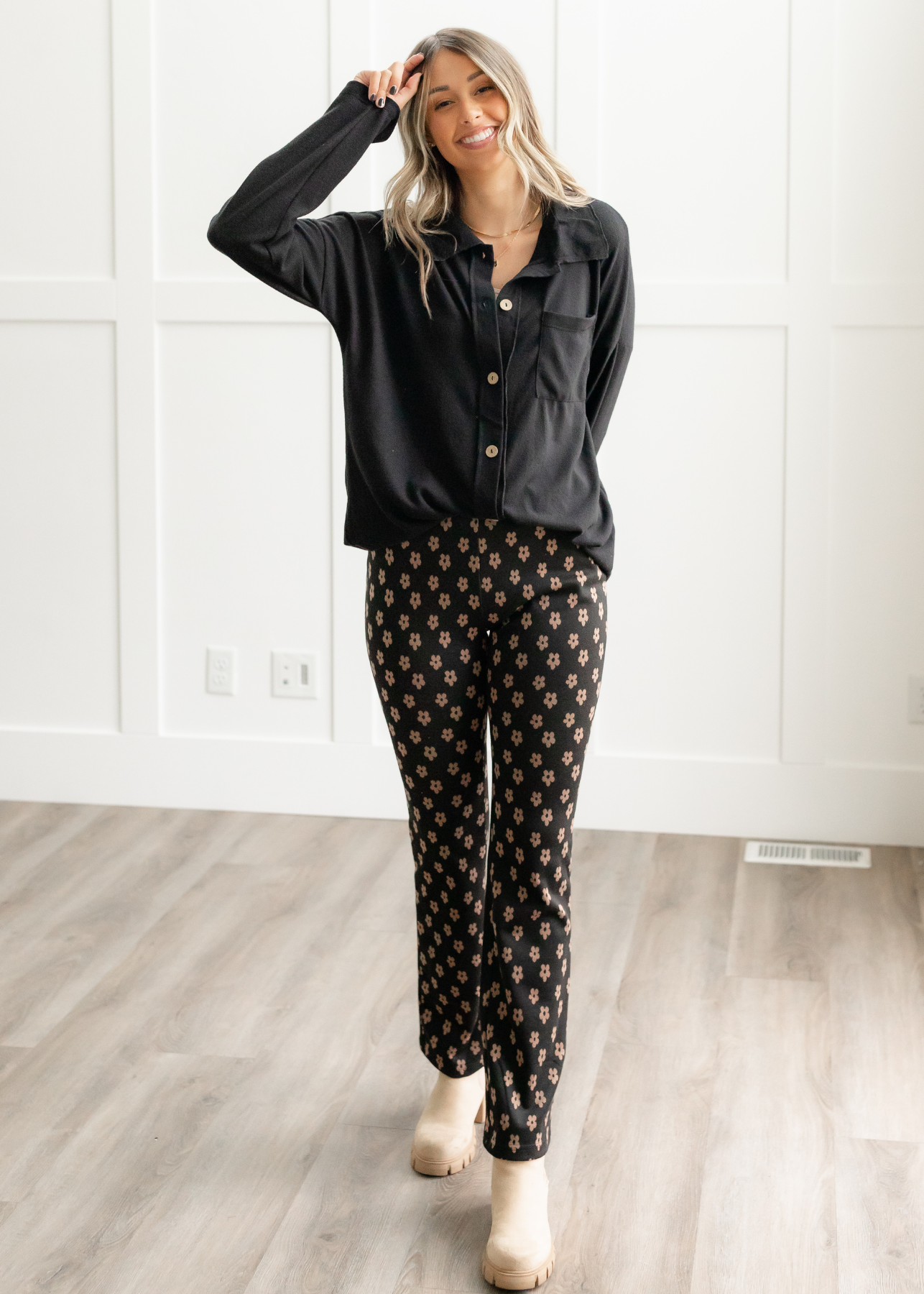 Caddie Black Floral Pants