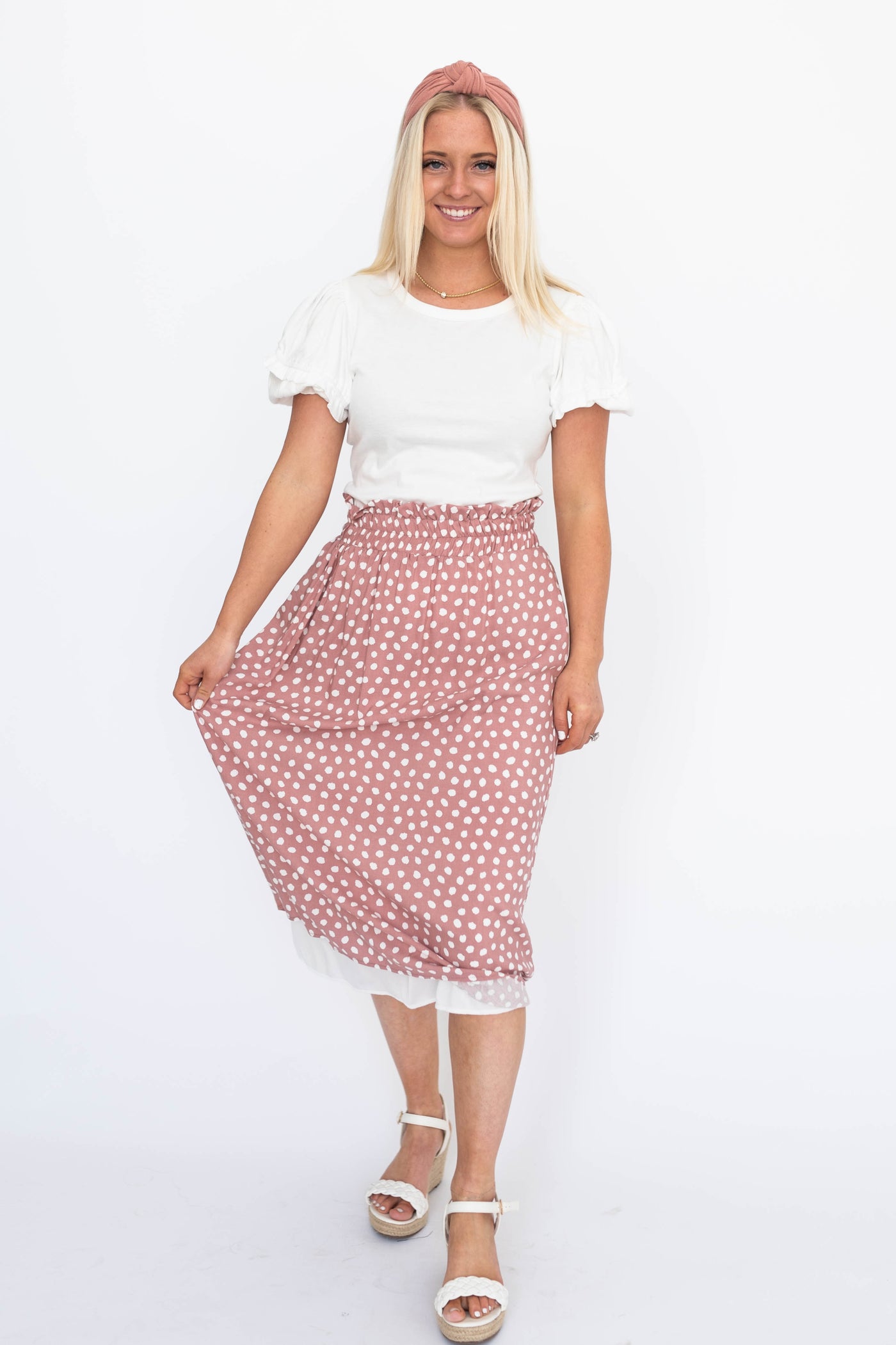Below the knee rose skirt