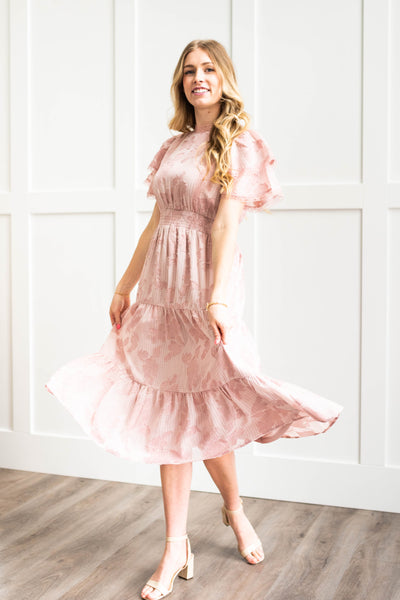 Short sleeve rose floral dress
