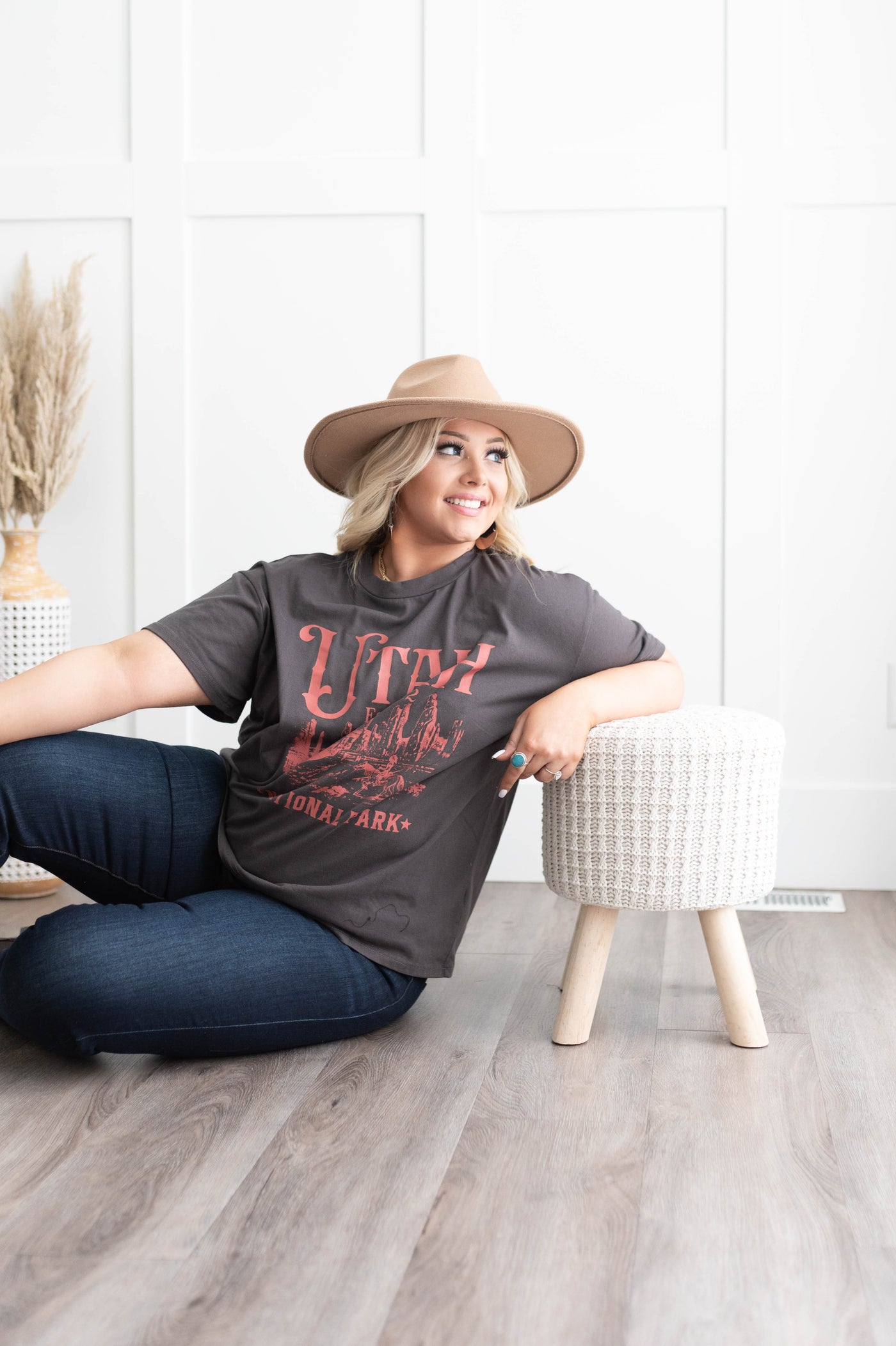 Plus size utah charcoal tee with short sleeves
