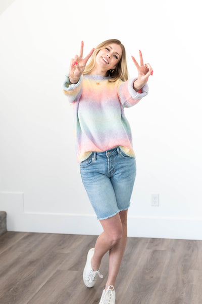 Front view of a pastel sweater