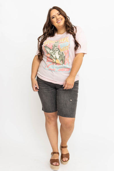 Short sleeve pink graphic tee plus size