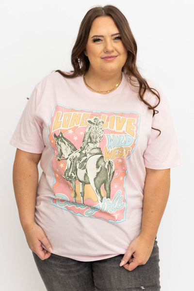 Plus size cowboy pink graphic tee