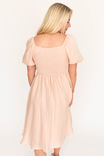 Dusty pink dress with square back