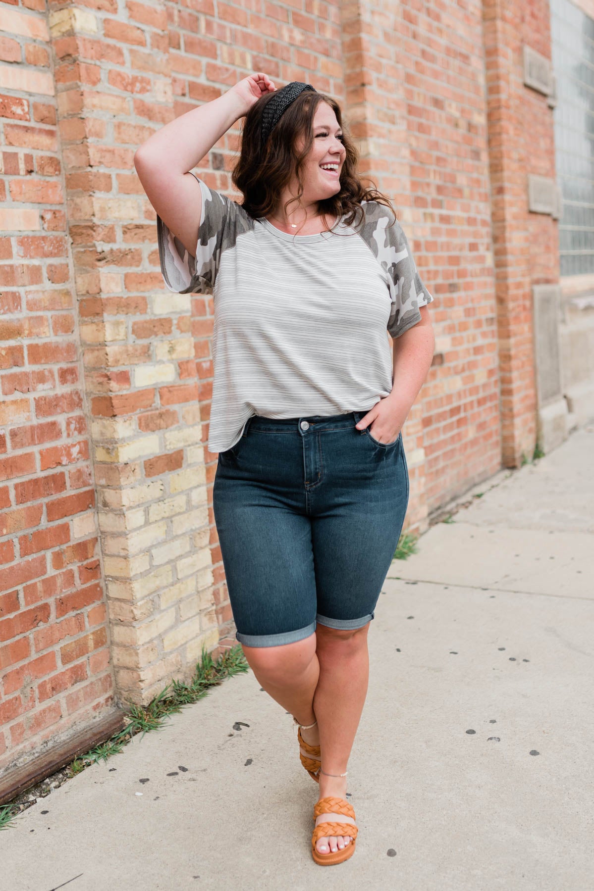 Dallas Indigo Bermuda Shorts in Curvy