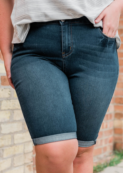 Dallas Indigo Bermuda Shorts in Curvy