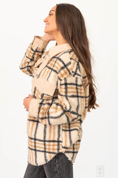 Delia Taupe Plaid Jacket