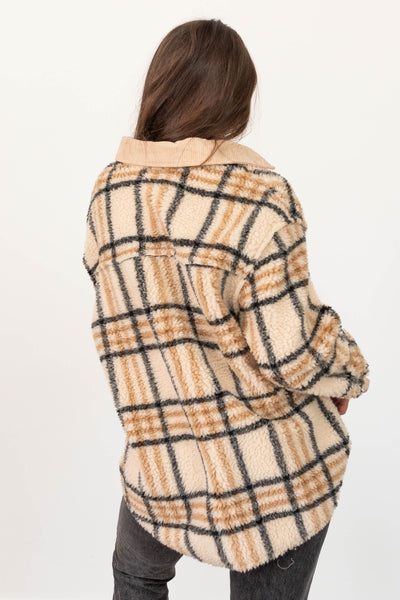 Delia Taupe Plaid Jacket