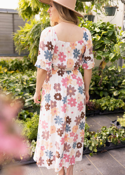 Back view of a floral dress