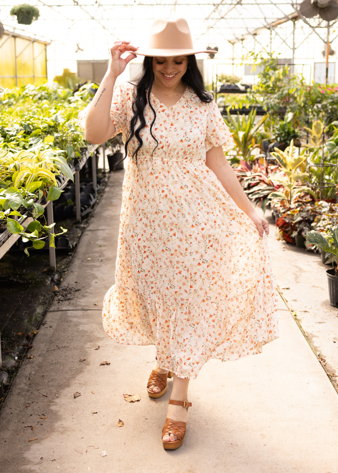 Cream floral dress