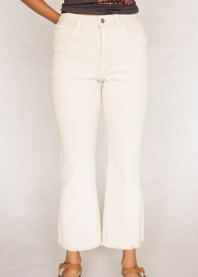 Front view of small taupe pants